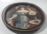 Vintage 1970s Pepsi Cola "Lady Gibson" Oval Brown Border Beverage Metal Serving Tray