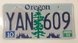 2002 Oregon Metal Vehicle License Plate Tag YAN 609