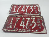 Set of 1963 Pennsylvania MB White Letters On Red Metal Motor Boat License Plate Tag 17473