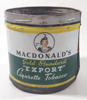 Antique 1940s Macdonald's Gold Standard Export Finest Virginia Cigarette Tobacco Tin Metal Can No Lid