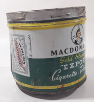 Antique 1940s Macdonald's Gold Standard Export Finest Virginia Cigarette Tobacco Tin Metal Can No Lid