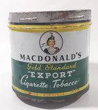 Antique 1940s Macdonald's Gold Standard Export Finest Virginia Cigarette Tobacco Tin Metal Can No Lid