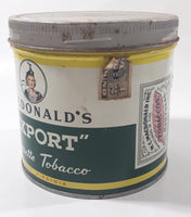 Vintage Macdonald's Export Finest Virginia Cigarette Tobacco 8 oz Metal Tin Can