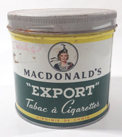 Vintage Macdonald's Export Finest Virginia Cigarette Tobacco 8 oz Metal Tin Can