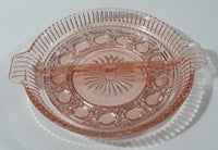 Vintage Pink Depression Glass Two Compartment Candy Dish