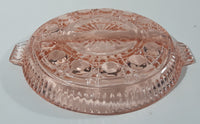 Vintage Pink Depression Glass Two Compartment Candy Dish