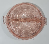 Vintage Pink Depression Glass Two Compartment Candy Dish