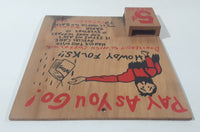 Vintage Eaton's Pay As You Go! Howdy Folks!! 5 Cents Pleeze 5 3/4" x 7 1/4" Wood Sign