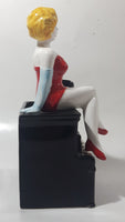 Rare 1983 Vandor Marilyn Monroe Sitting On A Black Piano 7 1/4" Tall Ceramic Pen Holder