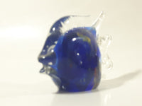 Vintage Murano Style Clear and Blue Coral Tropical Fish Angelfish 3 1/4" Tall Art Glass Ornament