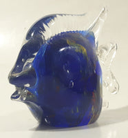 Vintage Murano Style Clear and Blue Coral Tropical Fish Angelfish 3 1/4" Tall Art Glass Ornament