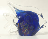 Vintage Murano Style Clear and Blue Coral Tropical Fish Angelfish 3 1/4" Tall Art Glass Ornament