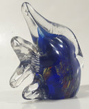 Vintage Murano Style Clear and Blue Coral Tropical Fish Angelfish 3 1/4" Tall Art Glass Ornament