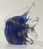 Vintage Murano Style Clear and Blue Coral Tropical Fish Angelfish 3 1/4" Tall Art Glass Ornament