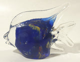 Vintage Murano Style Clear and Blue Coral Tropical Fish Angelfish 3 1/4" Tall Art Glass Ornament