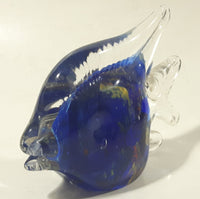 Vintage Murano Style Clear and Blue Coral Tropical Fish Angelfish 3 1/4" Tall Art Glass Ornament