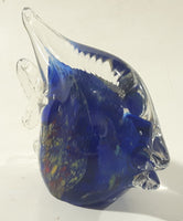 Vintage Murano Style Clear and Blue Coral Tropical Fish Angelfish 3 1/4" Tall Art Glass Ornament