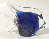 Vintage Murano Style Clear and Blue Coral Tropical Fish Angelfish 3 1/4" Tall Art Glass Ornament