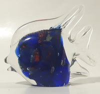 Vintage Murano Style Clear and Blue Coral Tropical Fish Angelfish 3 1/4" Tall Art Glass Ornament