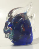 Vintage Murano Style Clear and Blue Coral Tropical Fish Angelfish 3 1/4" Tall Art Glass Ornament