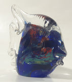 Vintage Murano Style Clear and Blue Coral Tropical Fish Angelfish 3 1/4" Tall Art Glass Ornament