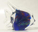 Vintage Murano Style Clear and Blue Coral Tropical Fish Angelfish 3 1/4" Tall Art Glass Ornament