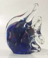 Vintage Murano Style Clear and Blue Coral Tropical Fish Angelfish 3 1/4" Tall Art Glass Ornament