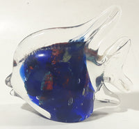 Vintage Murano Style Clear and Blue Coral Tropical Fish Angelfish 3 1/4" Tall Art Glass Ornament