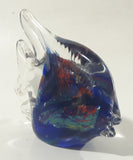 Vintage Murano Style Clear and Blue Coral Tropical Fish Angelfish 3 1/4" Tall Art Glass Ornament