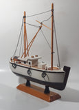 White Tugboat Style Boat 10" Long Wood Ship Model