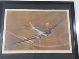 Rare Antique Original WWII Era Chicago and Southern Air Lines Speeds Our War Effort With 100% Douglas Equipment 12" x 18" Framed Poster