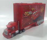 2012 Disney Pixar Cars Mack Red Semi Truck Hauler 16 Miniature Cars Plastic Storage Case