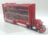 2012 Disney Pixar Cars Mack Red Semi Truck Hauler 16 Miniature Cars Plastic Storage Case