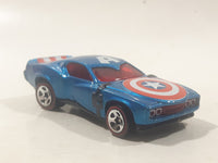 2017 Hot Wheels Marvel Character Cars Captain America Metalflake Blue Die Cast Toy Car Vehicle