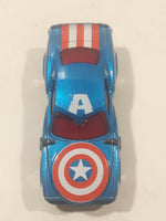 2017 Hot Wheels Marvel Character Cars Captain America Metalflake Blue Die Cast Toy Car Vehicle