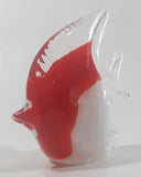 Vintage Murano Style Clear Red White Tropical Fish Angelfish 3 1/2" Tall Art Glass Ornament