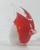 Vintage Murano Style Clear Red White Tropical Fish Angelfish 3 1/2" Tall Art Glass Ornament