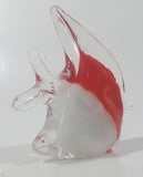 Vintage Murano Style Clear Red White Tropical Fish Angelfish 3 1/2" Tall Art Glass Ornament