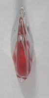 Vintage Murano Style Clear Red White Tropical Fish Angelfish 3 1/2" Tall Art Glass Ornament