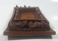 Hawaii 3D Tiki God with Red Eyes Carved Hapa Wood Ash Tray