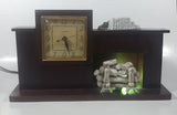 Vintage United Clock Corp Light Up Fire Place Self Starting Wood Cased Electric Mantle Clock Made in U.S.A.