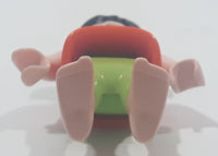 Geobra Playmobil Small Black Haired Girl Child Green Shorts Orange Blouse Tank Top 2 1/8" Tall Toy Figure