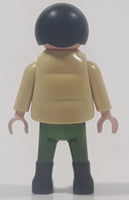 1992 Geobra Playmobil Small Black Hair Child Army Green Pants and Shirt with Beige Vest 2 1/8" Tall Toy Figure