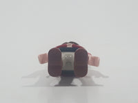 1992 Geobra Playmobil Small Brunette Girl Child Grey Pants Pink and Black Shirt with Magenta Vest 2 1/8" Tall Toy Figure