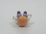 1992 Geobra Playmobil Small Blonde Girl Child Green Pants White Shirt with Purple Vest 2 1/8" Tall Toy Figure