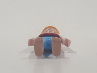 Geobra Playmobil Small Blonde Boy Child Blue Pants Red and White 34 Shirt 2 1/8" Tall Toy Figure