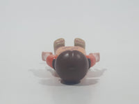 2010 Geobra Playmobil Small Brunette Girl Child Dark Grey Capri Pants Two Tone Orange Shirt with Lizard Design 2 1/8" Tall Toy Figure