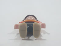 2010 Geobra Playmobil Small Brunette Girl Child Dark Grey Capri Pants Two Tone Orange Shirt with Lizard Design 2 1/8" Tall Toy Figure