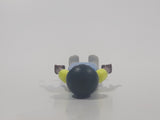 1995 Geobra Playmobil Small Black Haired Boy Child Blue Pants Two Tone Blue and Fluorescent Green Sleeved Shirt 2 1/8" Tall Toy Figure
