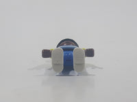 1995 Geobra Playmobil Small Black Haired Boy Child Blue Pants Two Tone Blue and Fluorescent Green Sleeved Shirt 2 1/8" Tall Toy Figure